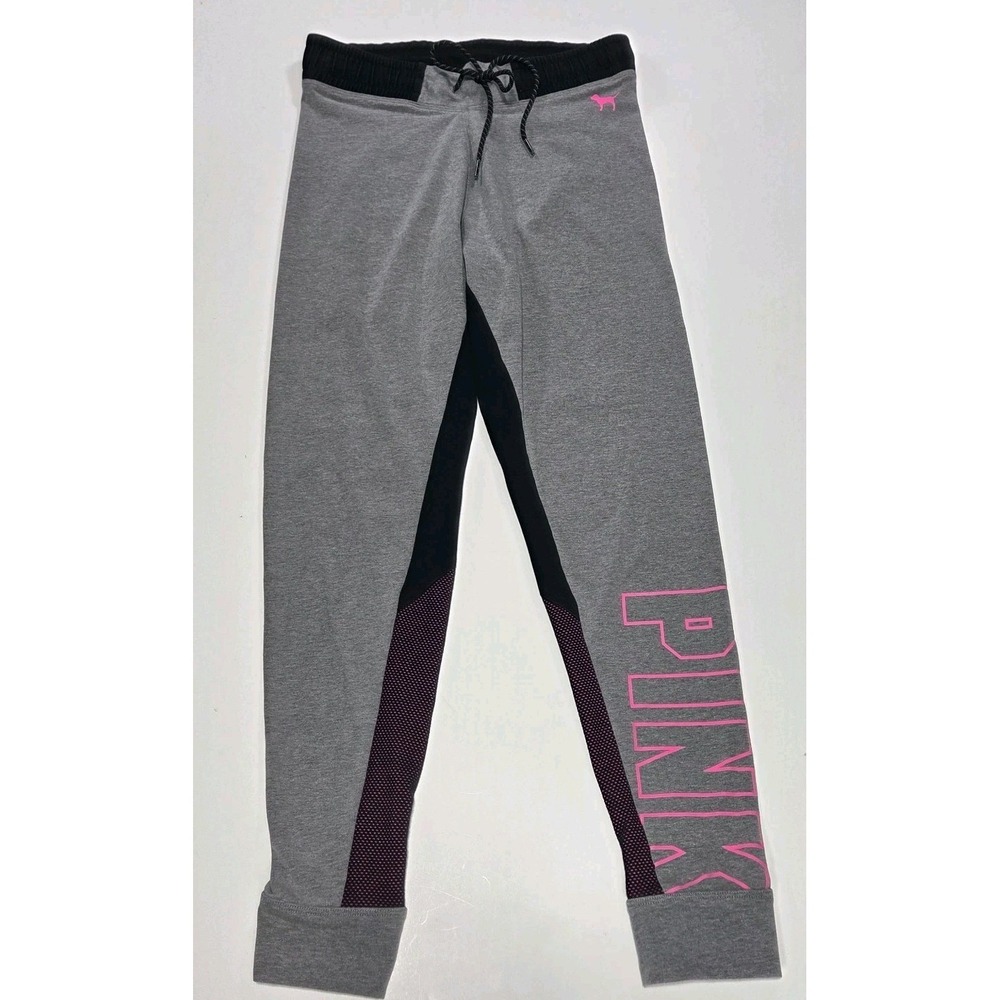 Victoria's Secret PINK Ultimate Yoga Mesh Leggings Gray Pink Drawstring Medium